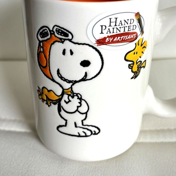 Peanuts Snoopy Woodstock Fall Halloween Hand Painted 2 Sided 16 oz. Coffee Mug H - Picture 1 of 7